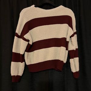 SHEIN Maroon and Grey Knit Sweater